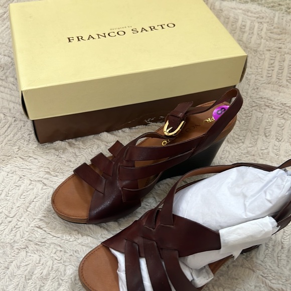 Franco Sarto brown leather wedge style Hanako Size 8.5, New - Picture 15 of 16